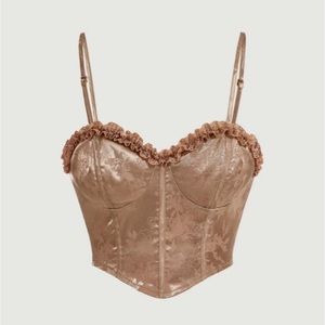 jacquard frill lace trim top💕